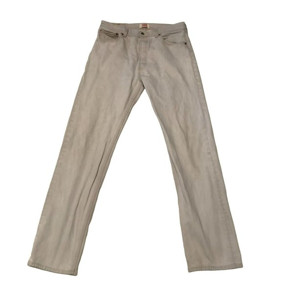LEVIS 501 SIZE 35 X 35 LIGHT GRAY CLASSIC STRAIGHT LEG BUTTON FLY LEVI'S UNISEX - Picture 3 of 5